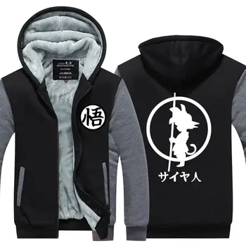 

Winter Jacket Men Streetwear DRAGON BALL EU Size Plus Fleece Zip Up Hoodie Son Goku Parka Casual Coat Cosplay Costume Sweatshirt
