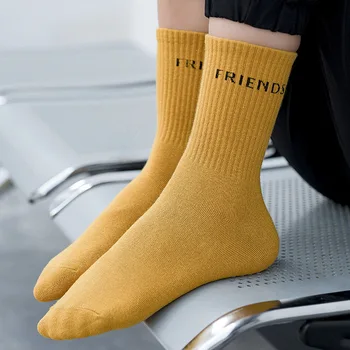 

Women Fashion Socks 2019 Autumn New Fashion Style Comfortable Happy Students Solid Color Letters Casua Long Socks Women