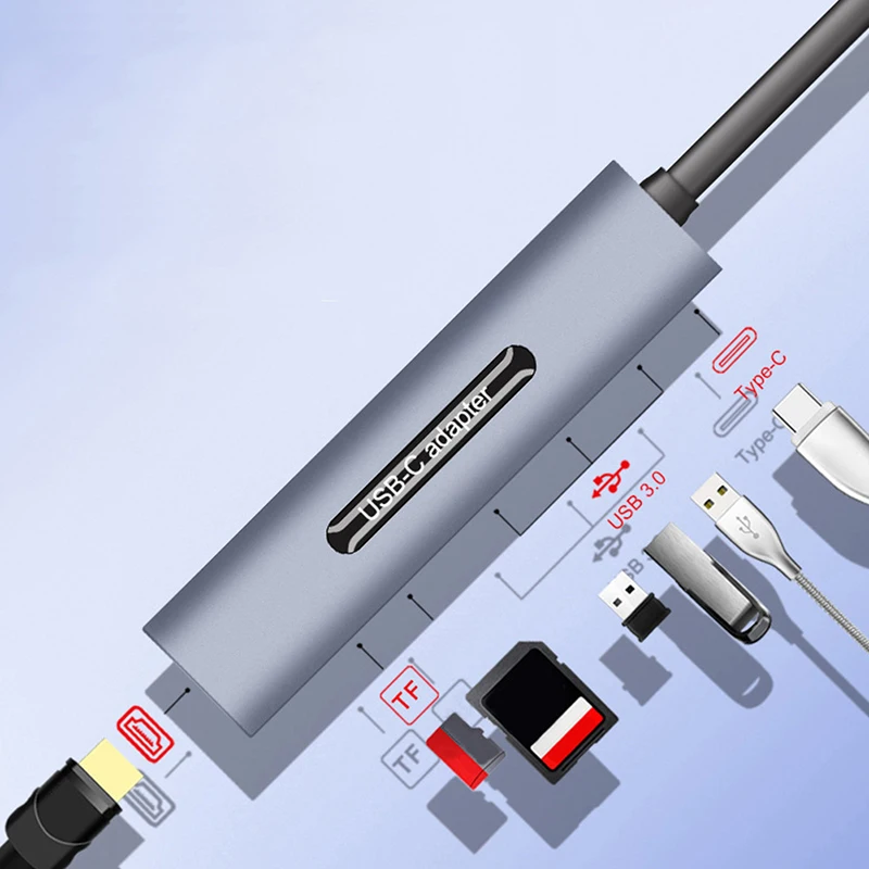 USB 3,1 type-C концентратор к HDMI адаптер концентратор usb type C к PD HDMI адаптер полоса type C к аудио VGA девять в одном удлинительном док-станке