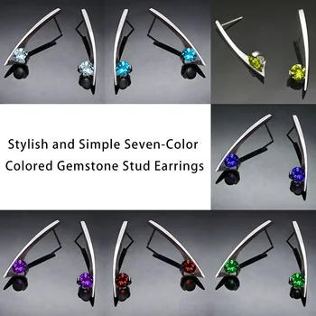 

Women Ear Stud Exaggerated Geometric Retro Temperament Zircon Silver Stud Earrings 2019 Brand New Trendy Jewelry