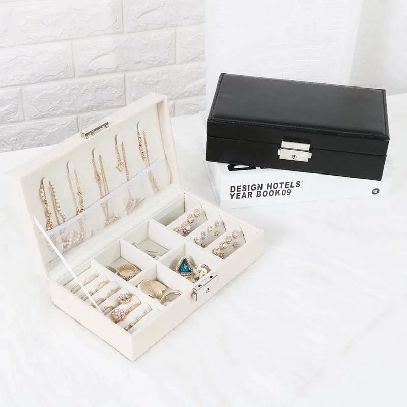 Comprar Exquisita de caja de joyería de las mujeres de cuero rectángulo collar empaquetado anillos pendientes organizador de almacenamiento de Cajas de Regalo caso