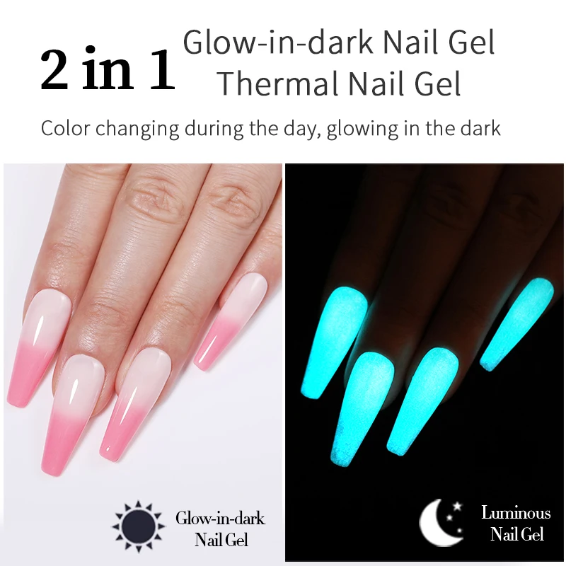 UR SUGAR 7.5ml Luminous Thermal Gel Nail Polish 2 In 1 Color Changing Glow in Dark Soak Off Manicuring UV Gel Nail Art Varnish