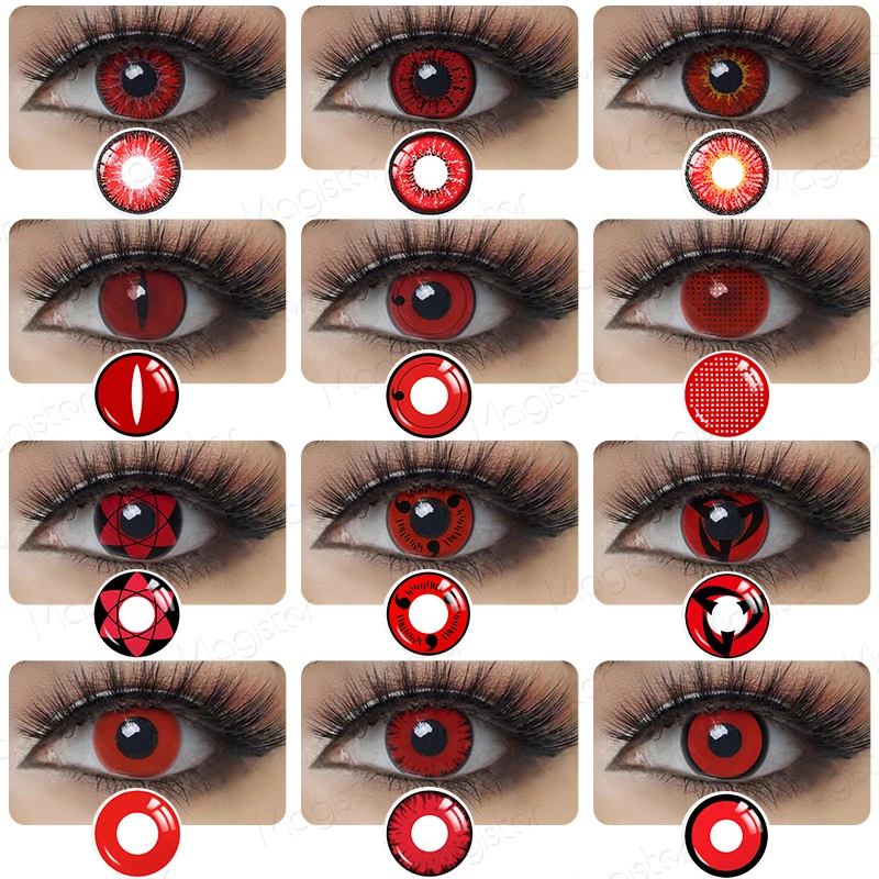 Halloween Cosplay Red Contact Lenses for Eyes Anime Kakashi Pupils Color Sasuke Sharingan contact lenses | Красота и здоровье