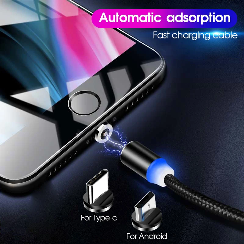 1 м-2 м Магнитный Micro USB кабель для samsung Android мобильный телефон Быстрая зарядка usb type C кабель магнитное зарядное устройство провод шнур