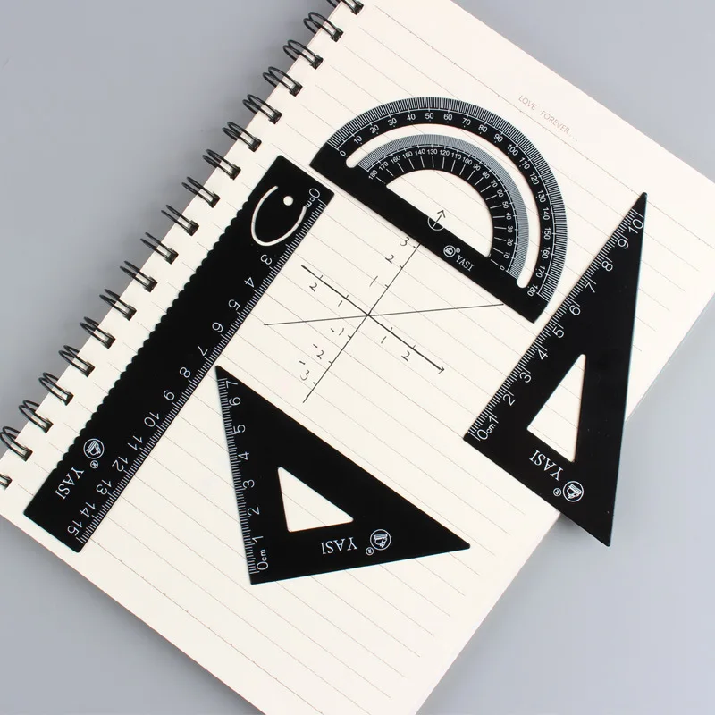 

Creative Simple MUJI-style Black And White Ruler Sets 4 Pieces in a Set High Grade Steel Multi-functional Bookmark Dual Purpose