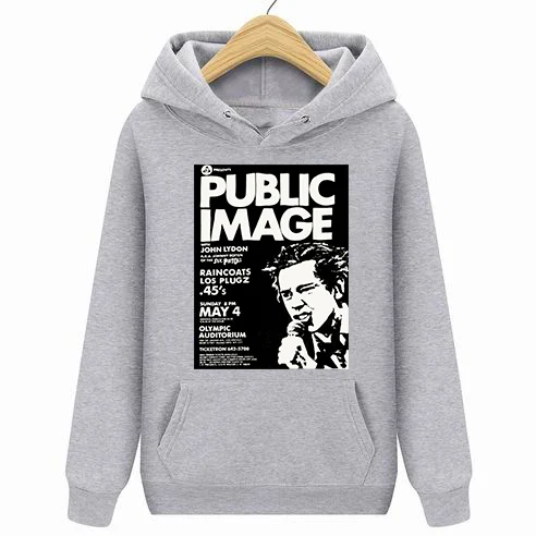 Серый PIL винтажный флаер белые толстовки свитшоты новые Sz XL панк секс пистолеты Damned Clash панк рок - Цвет: Серый