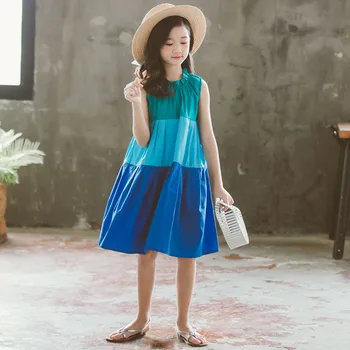 

YourSeason Baby Loose Summer Fashion Girls Dress 2020 New Cotton Children Patchwork Baby Princess Cute Dress Blue Green