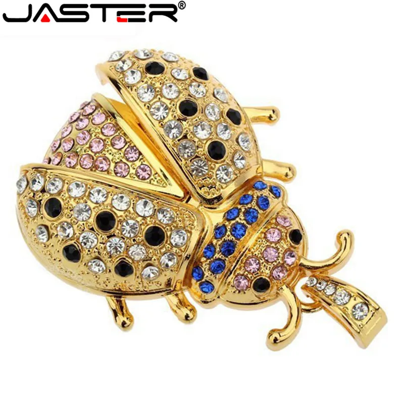 Usb флеш накопитель JASTER с кристаллами в виде жука usb 2 0 4 ГБ 8 16 32 64 бесплатная