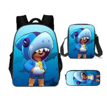 

Hot Leon Game Print Children School Book Bags Set 3 PCS/SET Kids Boys Girls School Backpacks Mochila