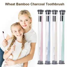 4 шт портативная дорожная зубная щетка бамбуковый уголь язык зубная щетка очиститель для детей и взрослых пшеничная соломенная ручка мягкая