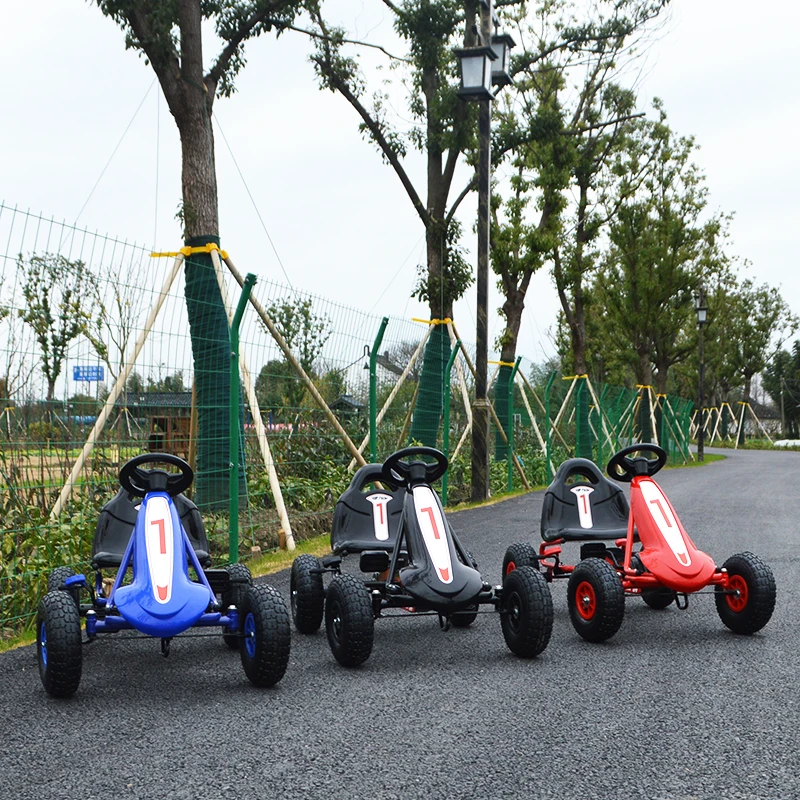3-10ages 4-х колесных детей Go Kart с резиновыми колесами, Сталь рамка для езды на велосипеде картинг, Детские Go kart с ручным тормозом