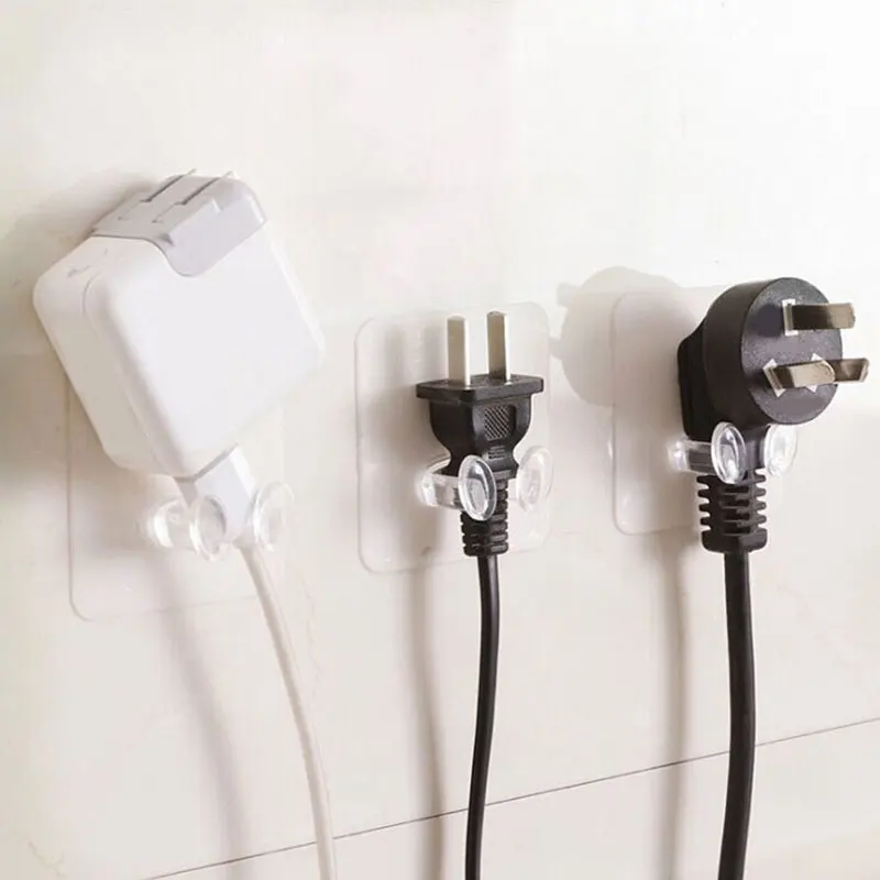 

1pc pc Wall Storage Hook Power Plug Socket Holder Wall Adhesive Hanger Home Office Hot Sale 3391