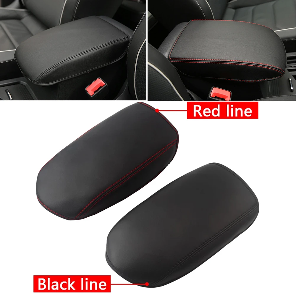 Car Armrest Storage Console Box Top Mat Liner Pad PU Leather Cover Cushion Gray