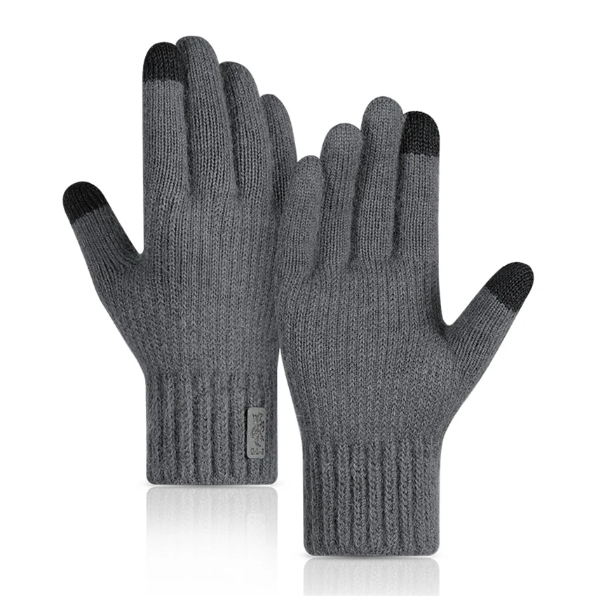 Winter Male Touch Screen Gloves For The Cold Outdoor Running Warm Alpaca Skin-friendly Soft Elastic Knitted Men | Аксессуары для