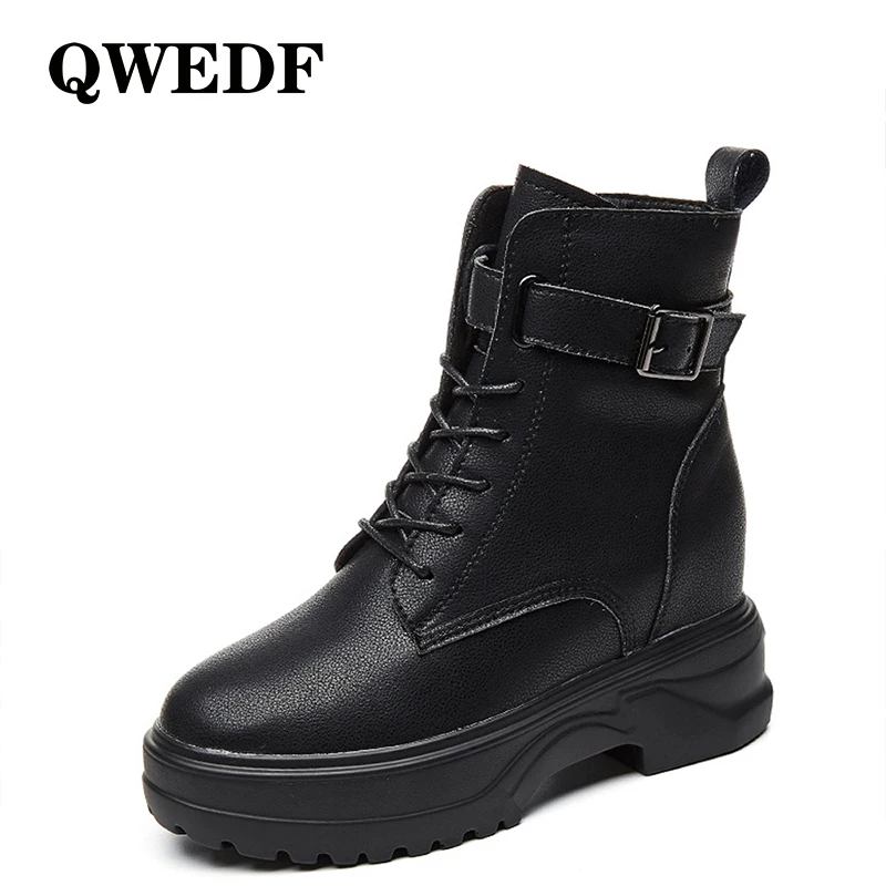 Women's autumn and winter fashion non-slip thick-soled lace-up short boots casual high-top wedge heel women's boots FD-11