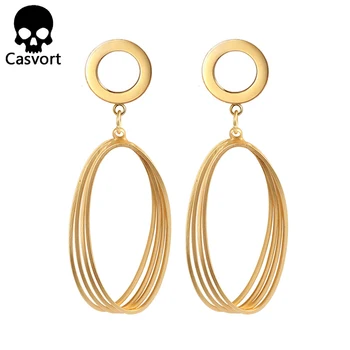 

Casvort 2PCS Dangle Ear Plugs Tunnels 316L Stainless Steel Ear Gauges Expander Women Body Jewelry Piercing Earrings