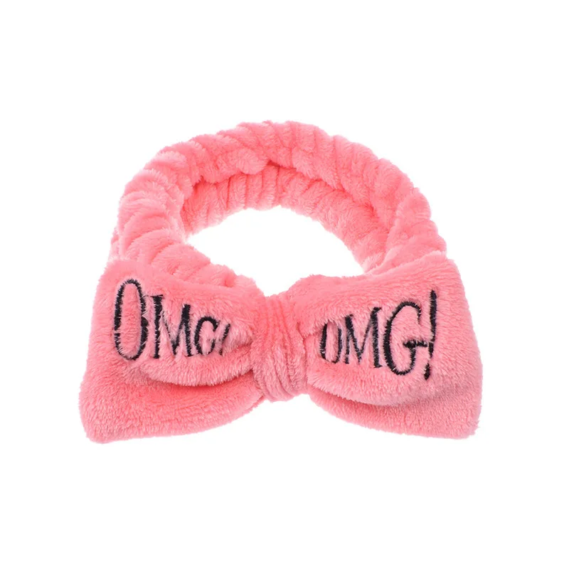 OMG Watermelon Горячая письмо OMG ободок девушки женщины бант мыть лицо тюрбан макияж эластичный бархат головы обертывание коралловый флис аксессуары для волос - Цвет: OMG Watermelon