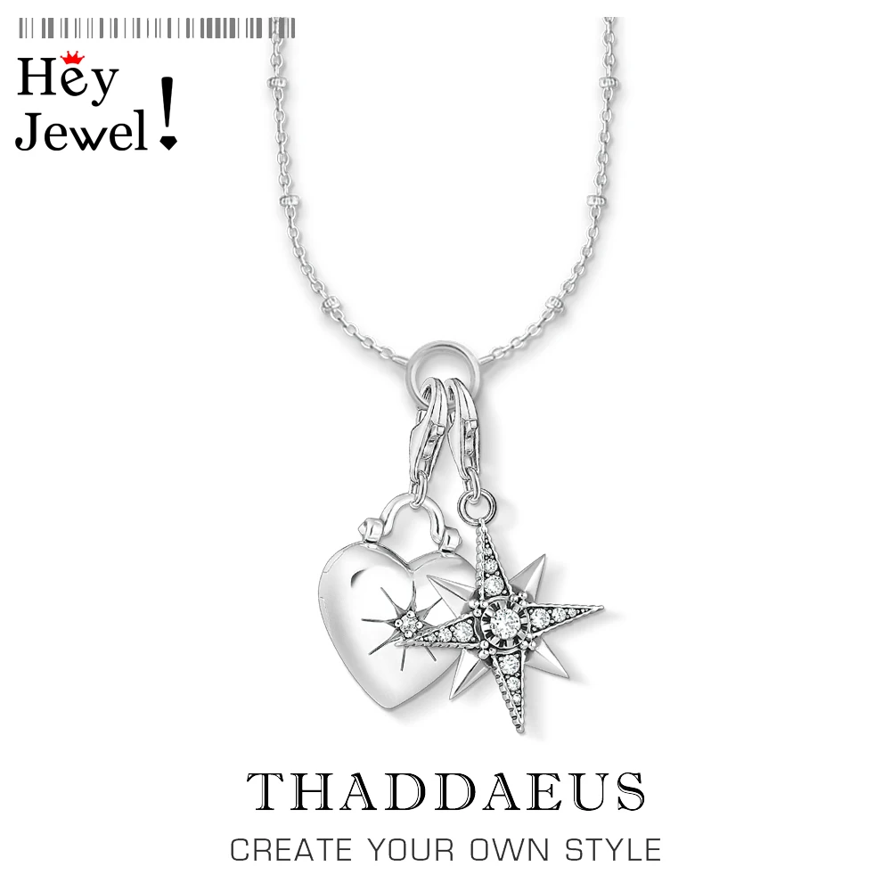 Очаровательное ожерелье Loyal Star& Heart медальон, зима Ts Модные Винтажные Ювелирные изделия Томас 925 пробы Серебряный Bijoux подарок для женщин