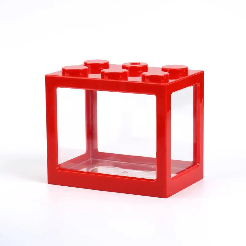 Red Desktop Mini Fish Tank Freedom Assembly Building Block Aquarium Fish Bowl Acrylic Water Tank Fish Decoration Accessories - Цвет: Red