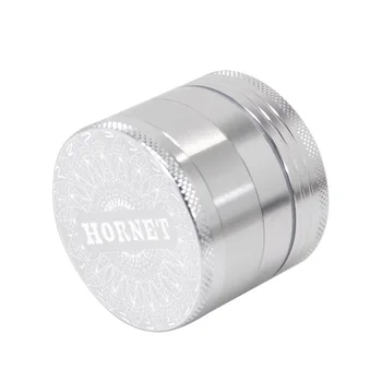 

HORNET Tobacco Herb Grinder Aluminum Smoking Miller 50MM 4 Piece Clear Top Grinder Metal With Spice Catcher Smoke Pipes