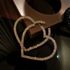 New Big Heart Hoop Earrings Fashion Elegant Crystal Drop Dangle Earring Trendy Shiny Rhinestone Ear Decor Wedding Party Jewelry ► Photo 3/6