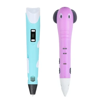

2 Set 3D Pen for Kids Printing Pen Display Diy Drawing Pen Child Gift-Blue & Pink