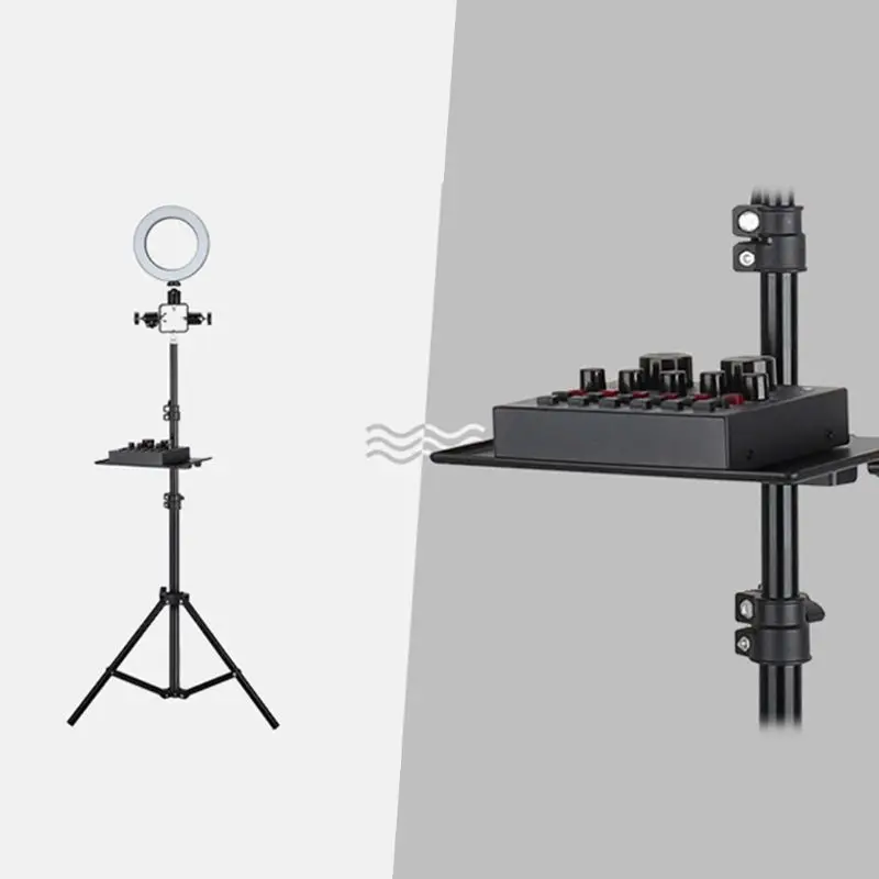 200x130MM Sound Card Tray Live Broadcast Microphone Rack Stand Tray Tripod Phone Clamp Holder for Outdoor Singing Device