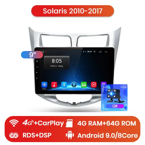 4-64G for 4G Junsun V1 2G+ 32G Android 8,0 DSP для Solaris hyundai 2010- автомобильный Радио Мультимедиа Видео плеер навигация gps RDS 2 din dvd - Цвет: 4-64G for 4G
