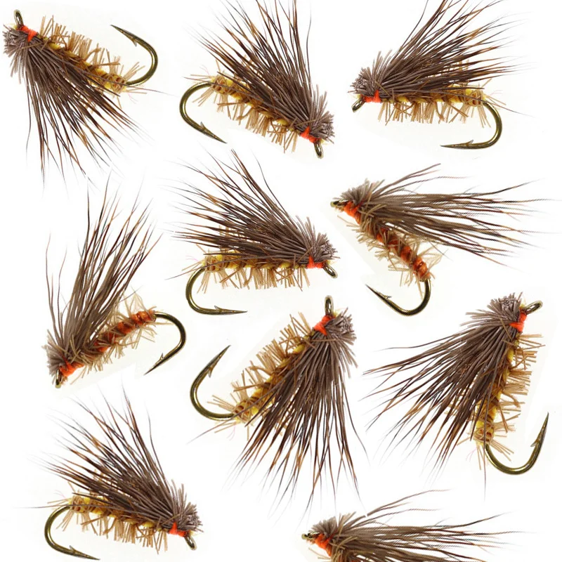10Pcs/Lot Artificial Insect Bait Lure Deer Hair Dry Fly Fishing Lures Soft  Sea Bass Trout Fishing Fly Floating Bait Accessories