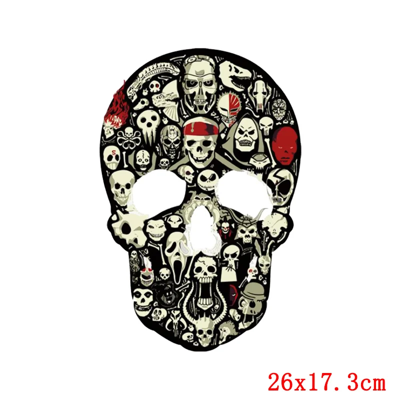 

DIY Skull Patch Thermo Stickers On Clothes Applique Stripe Punk Style Motorcycle Patch On Jacket T-shirt Accessories Decro DIY
