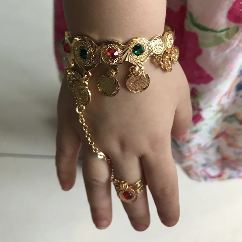 WANDO золотые монеты браслет Исламские мусульманские Арабские для маленьких