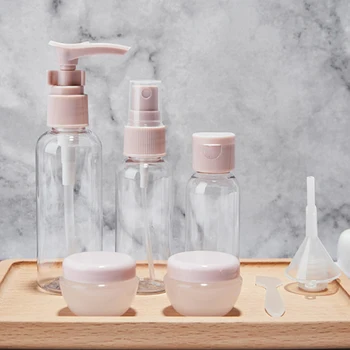 

8Pcs / set Plastic Bottle Portable Reusable Travel Cosmetics Sub-bottle Transparent Emulsion Essence Bottle Set
