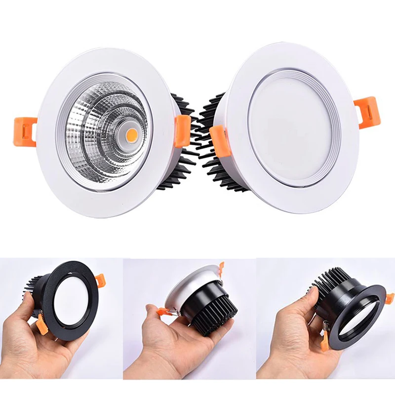 

Dimmable AC90V-260V 3W5W7W9W12W15W18W LED Downlights Epistar Chip COB Recessed Ceiling Lamps Spot Lights For Home illumination