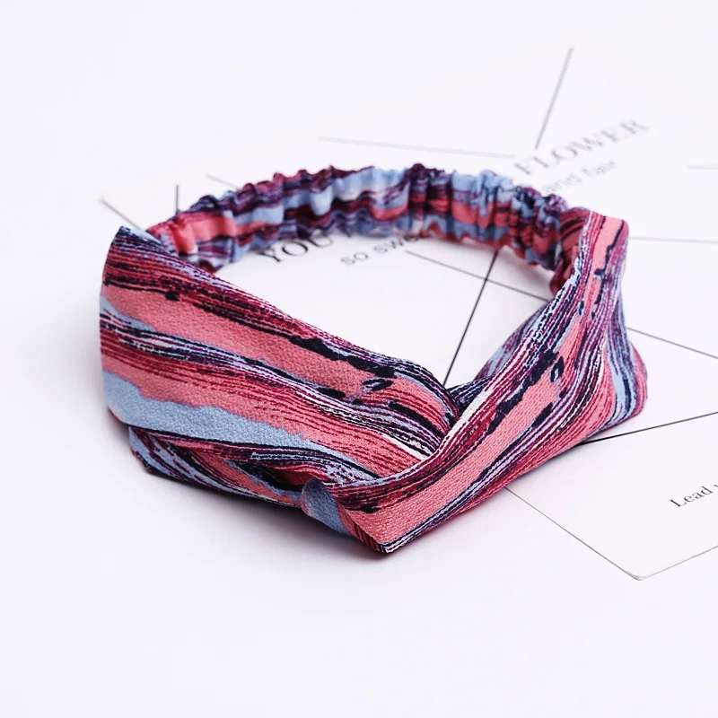 New Girls Vintage Cross Knot Elastic Hairbands Soft Solid Print Headbands Bandanas Girls Hair Bands Hair Accessories For Women hair clips for fine hair