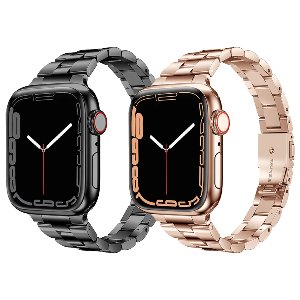Тонкий звеньевой браслет из нержавеющей стали для Apple watch 7 41 мм 45 ремешок iWatch Series 6