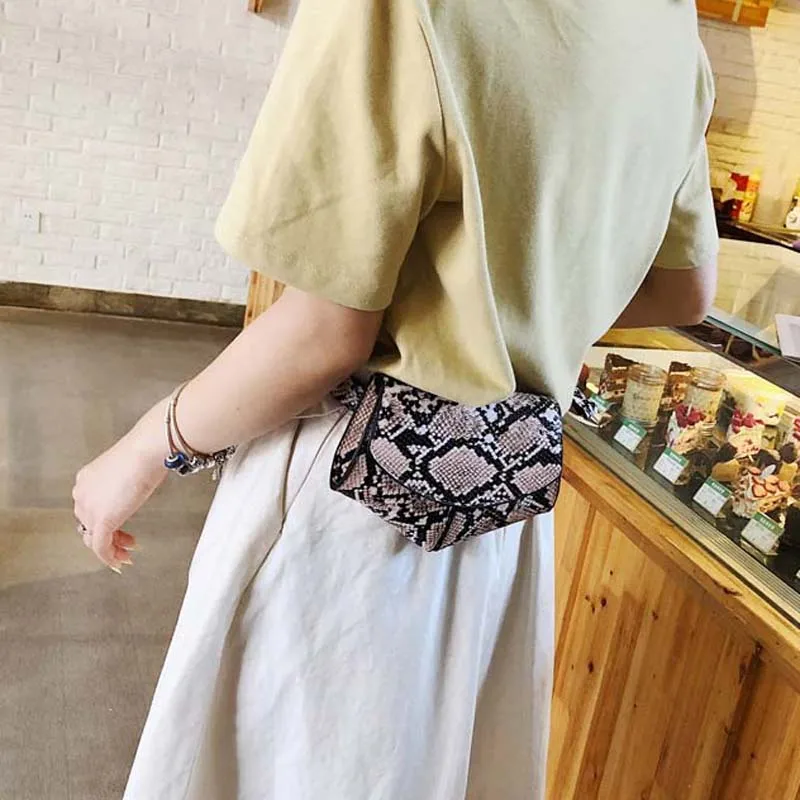 8PCS / LOT Serpentine Women Leather Belt Waist Bag Creative Personality Coin Purse Waist Pack Korean Fanny Pack