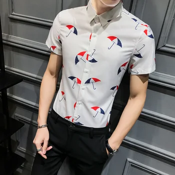 

Casual Shitrts Summer Camisa Masculina Streetwear Social Men's Clothing Fashion Print Hawaiian Shirt Men Slim Fit Short Sleeve