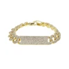 Silver Color Iced Out Bling Micro Pave White CZ Bar Charm Bracelet Curb Miami Cuban link Chain Bangle Hip Hop Women Men jewelry 4