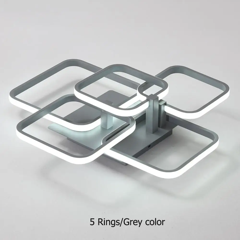 5 rings grey Белая/серая рамка Современные светодиодные люстры потолочные для гостиной ledlamp столовая спальня кухня современная люстра освещение - Цвет абажура: 5 rings grey