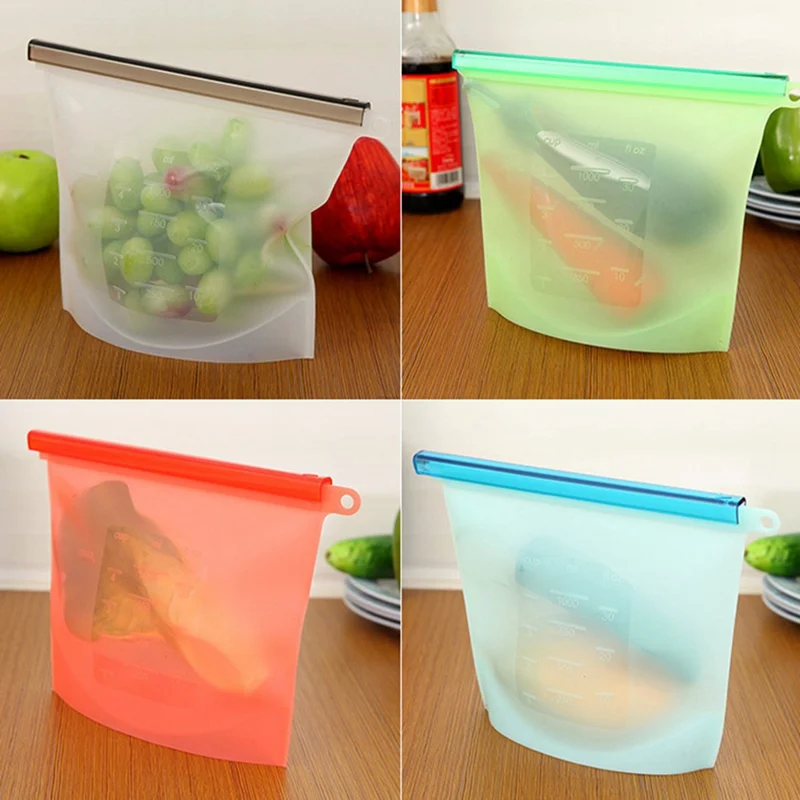 1000 мл силиконовый мешок многоразовый силиконовый мешок для еды Zero отходов Ziplock мешок для хранения еды холодильник свежие сумки Organiz