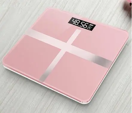 battery Pink Умные Электронные весы, новинка, цифровые весы для ванной комнаты, напольные весы для тела, стеклянные, зарядка через usb, ЖК-дисплей, весы для дома - Цвет: battery Pink
