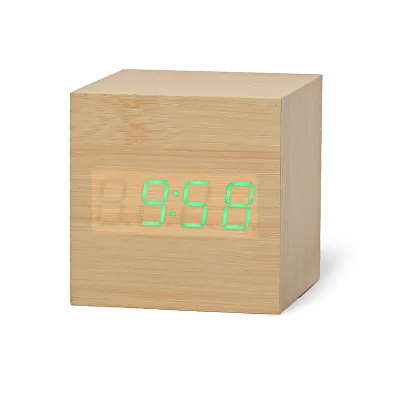 LED wooden alarm clock watch watch voice control digital wooden Despertador electronic desktop USB power clock table decoration - Цвет: D1
