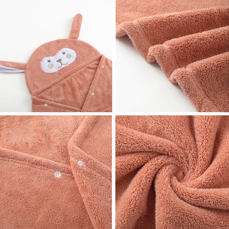Children Bath Towel Coral Velvet Hooded Cape Kid 3D Cartoon Bathrobe Super Absorbent Boys And Girls Cape