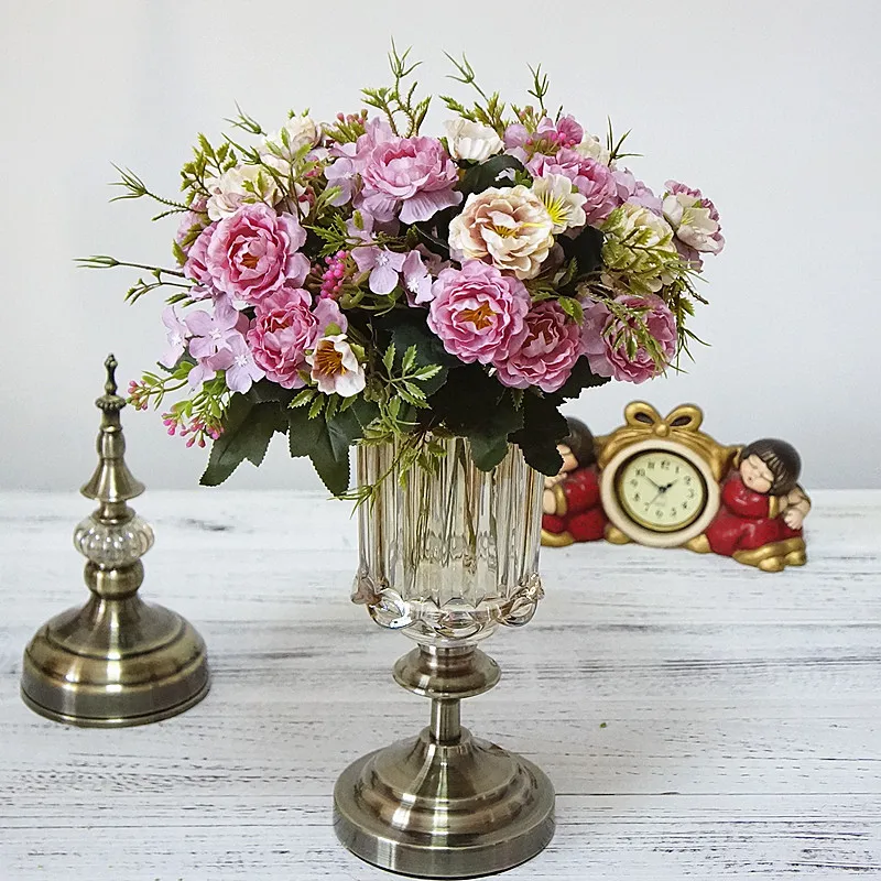 5 вилок картина маслом Гортензия счастливые розы рождественские украшения для дома Свадебные вазы для бытовой продукции искусственные растения
