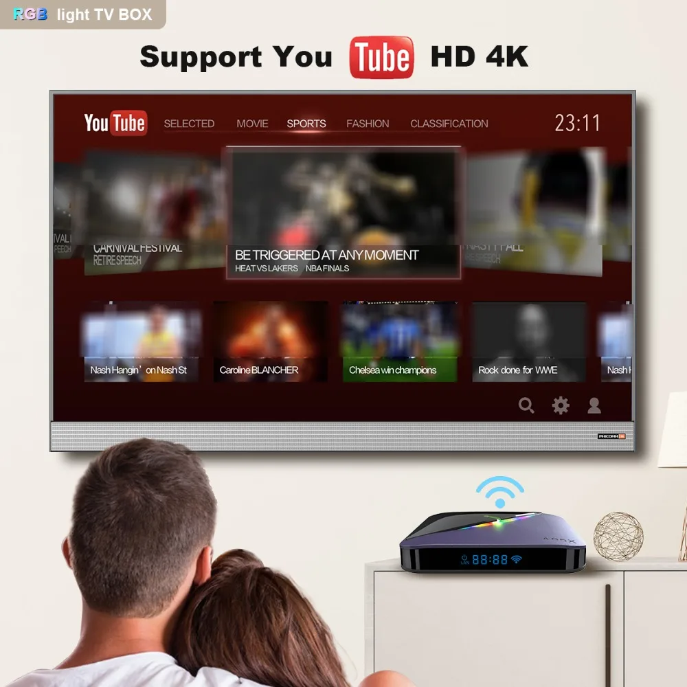 A95X F3 RGB светильник Smart tv Box Android 9,0 4 ГБ 32 ГБ 64 Гб 2,4G/5G Wifi Bluetooth 4,2 Google плеер Amlogic S905X3 Android tv Box