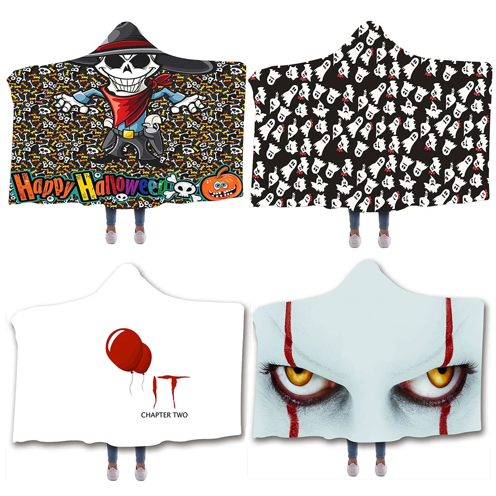 

Oversized Halloween Adults Ghostly Printed Clowns it 2 Pennywise Cloak Blanket