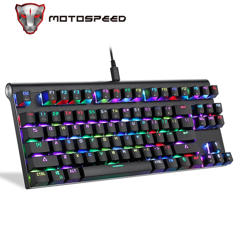 Проводная Механическая клавиатура Motospeed CK101 металлическая игровая с 87 клавишами