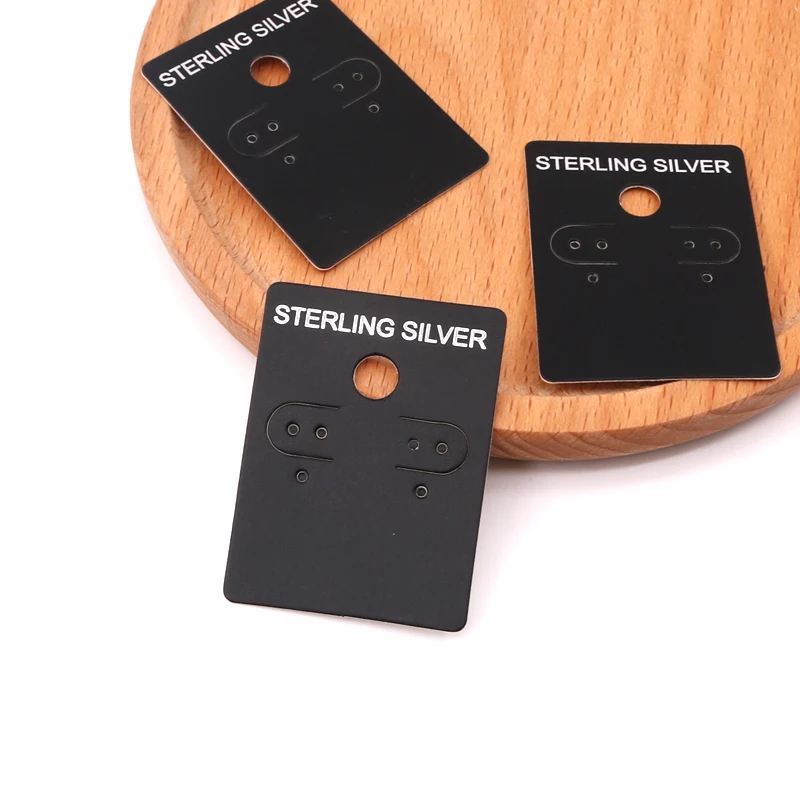 100pcs 3.8x5cm Earring Display Card for 925 Sterling Silver Holder Black Paper Tags for Ear Studs DIY Jewelry Display