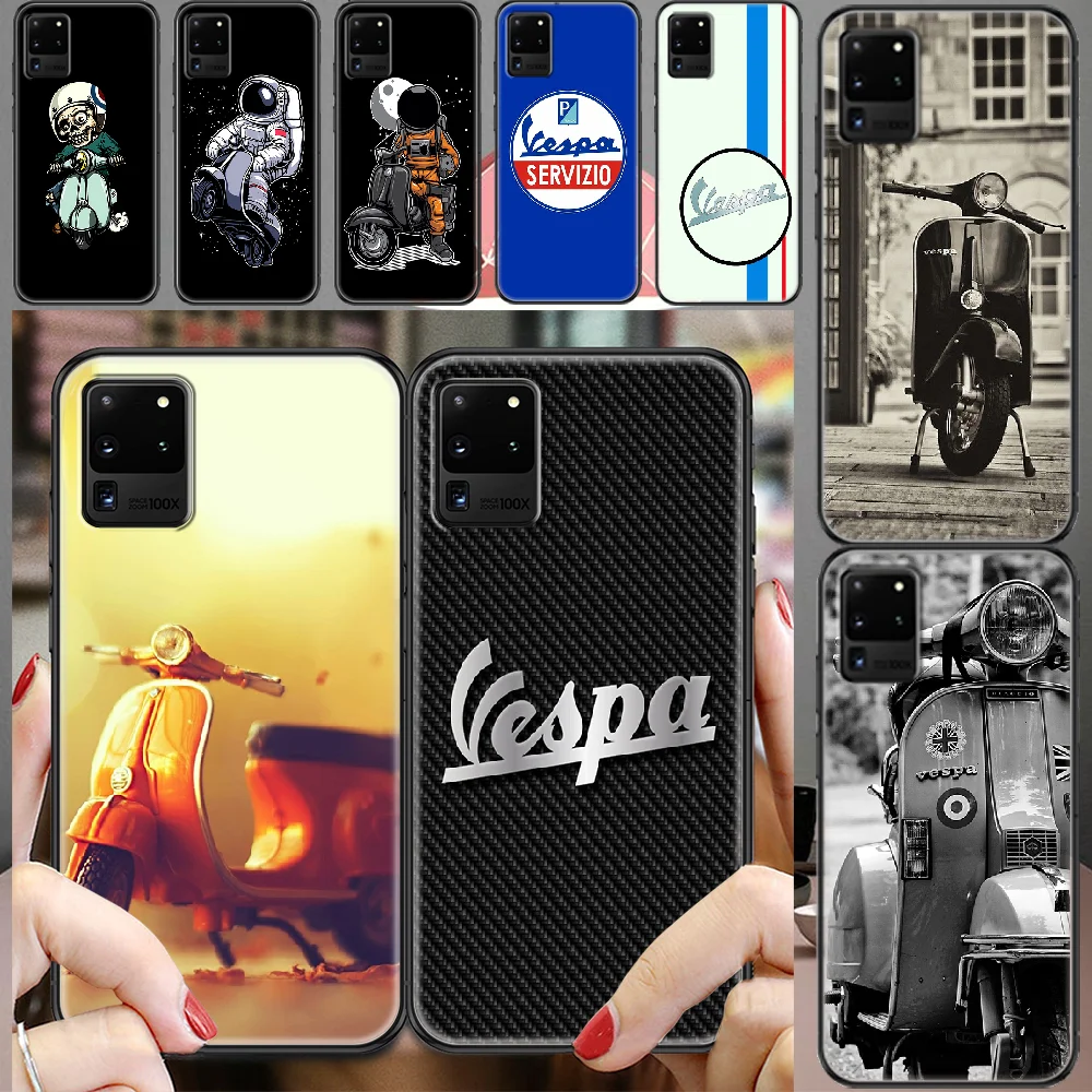 

vespa Scooter Motorcycle astronaut Phone case For Samsung Galaxy Note 4 8 9 10 20 S8 S9 S10 S10E S20 Plus UITRA Ultra black