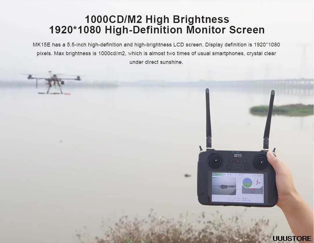 SIYI MK15E Transmitter, MKISE has a 5.5-inch high-definition and high-b